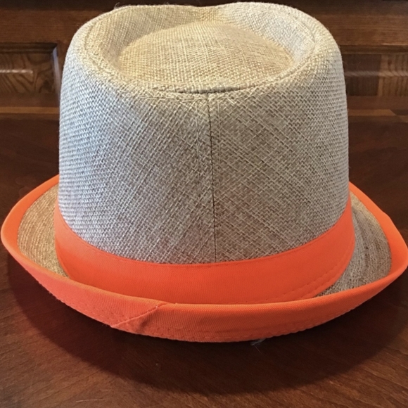 Woven Trilby/Fedora Hat With Orange Accents - Picture 5 of 8